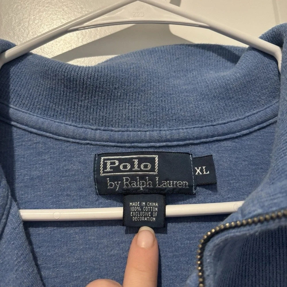 Polo Ralph Lauren Vintage Men's 1/4 Zip Sweater Size XL Knit Pullover Blue‎
